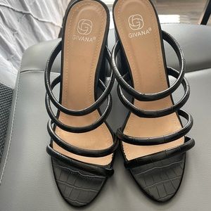 Asos crocodile pattern black block heels